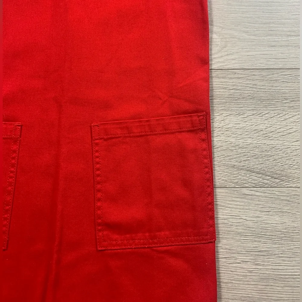 Lazy Oaf Checkered Buckle-Strap Pinafore Red Mini Dress - Picture 9 of 15